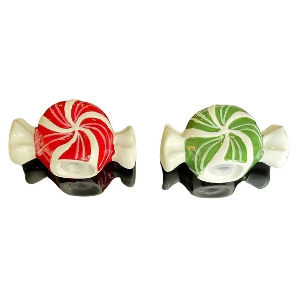 TAG Holiday Candy Peppermint Twist Salt & Pepper Set of 2 Red & Green NIB
